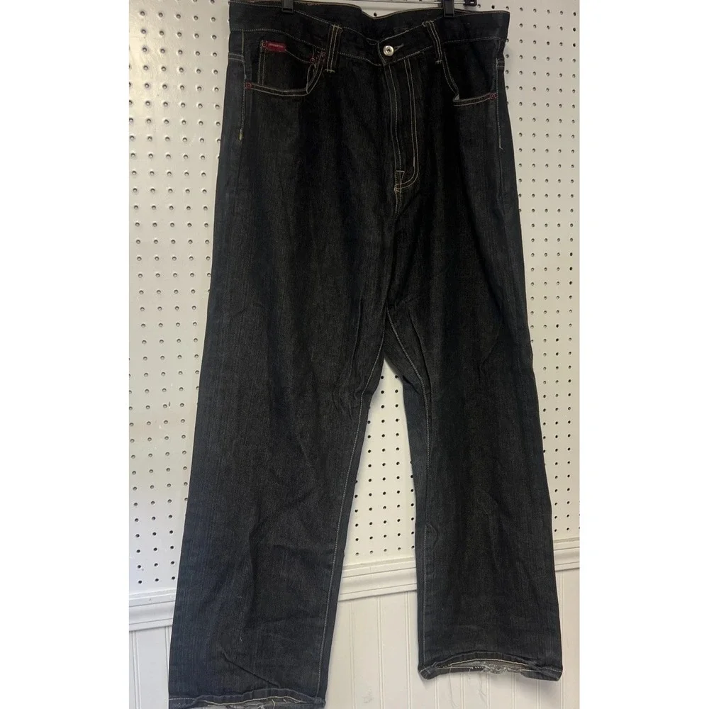 FUBU Jeans Y2K Baggy 40 X 34 Embroidered Gray Skater Streetwear 90s‎ Collection